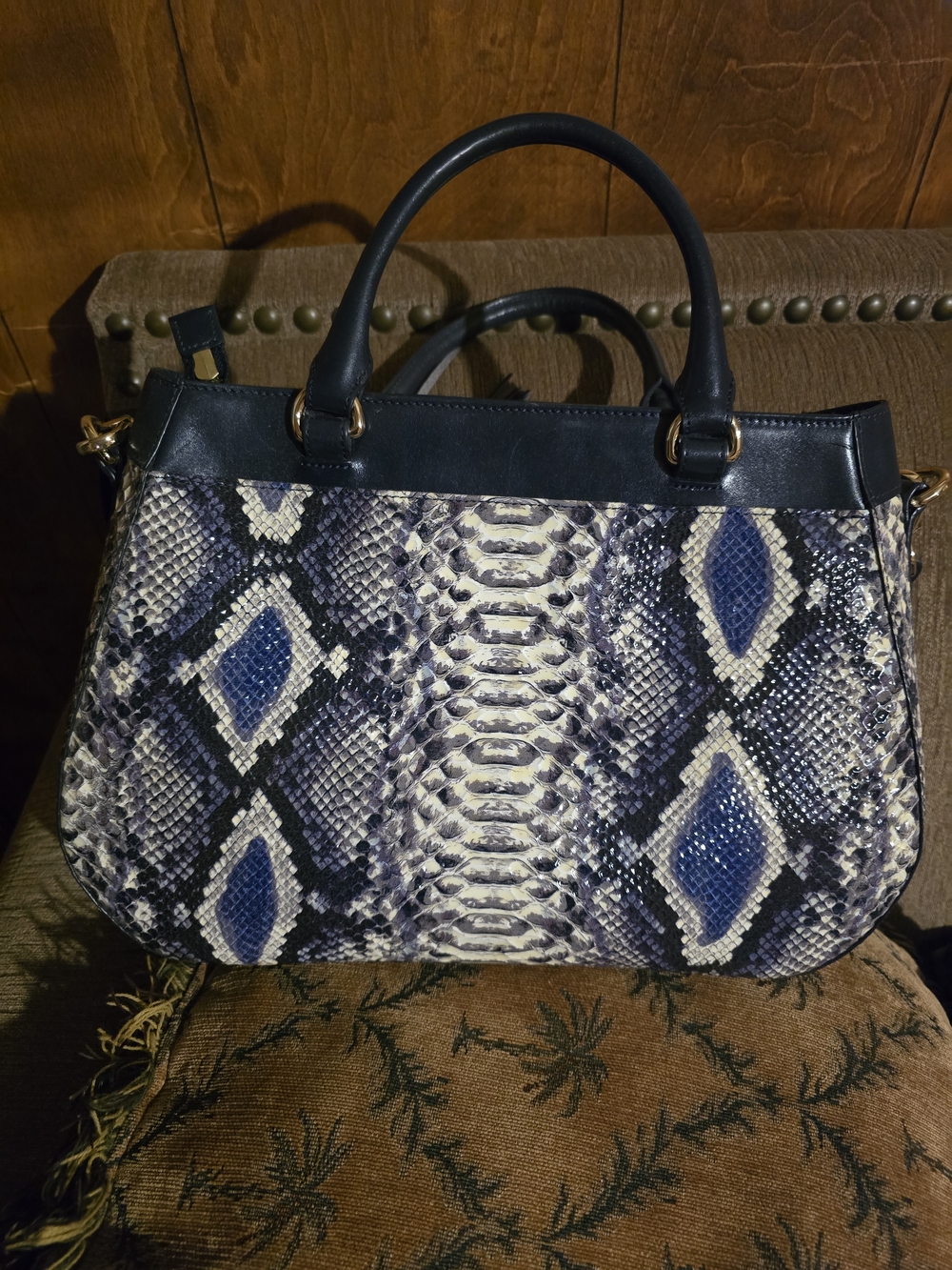 Brahmin Raelynn Ballington Satchel in Cobalt blue snakeskin W/ Matching Wallet - Picture 7 of 16